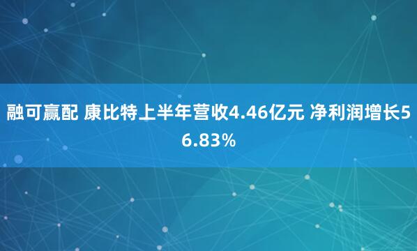 融可赢配 康比特上半年营收4.46亿元 净利润增长56.83%